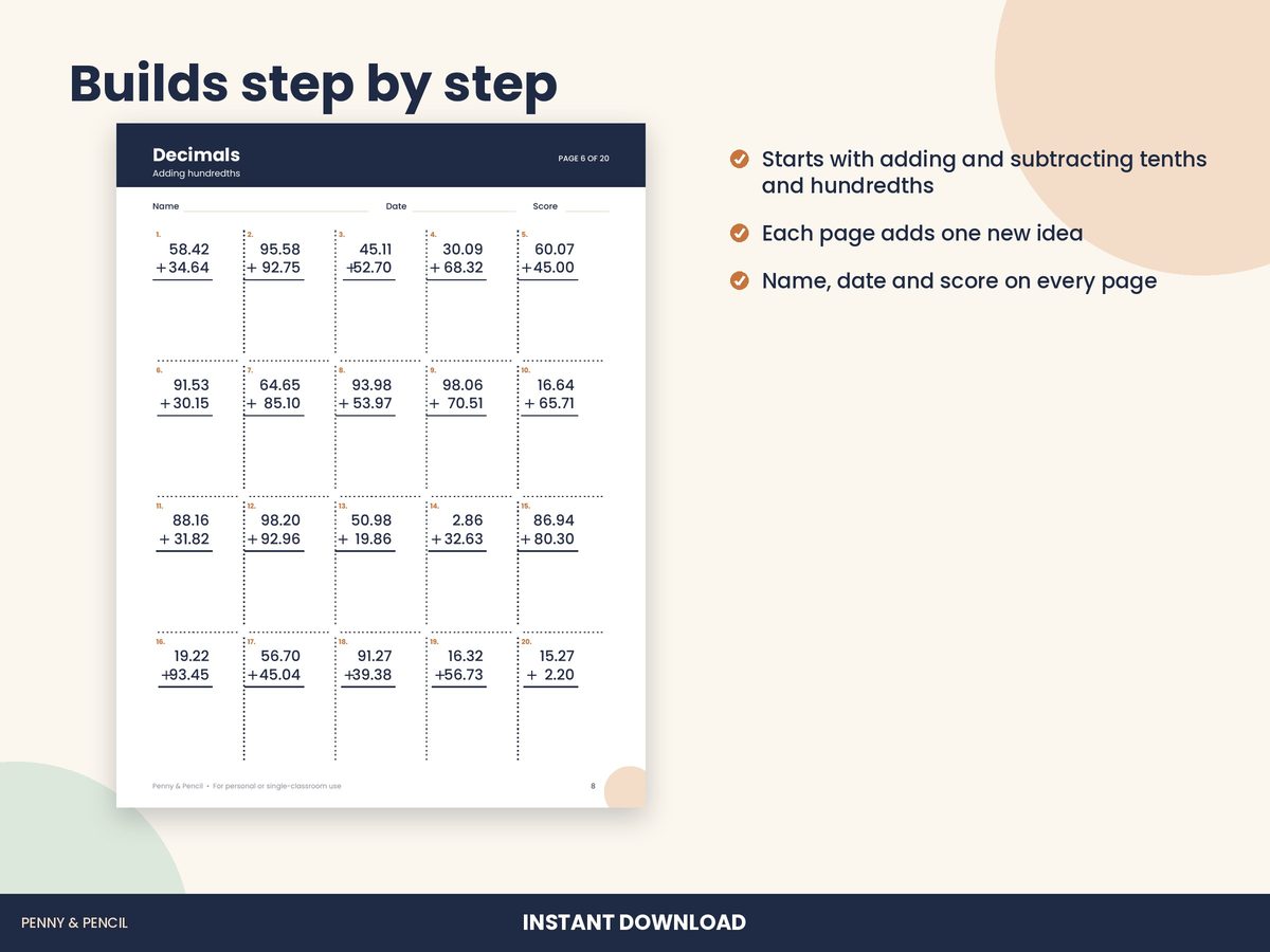 4th to 6th Grade Math Worksheet Bundle preview 5