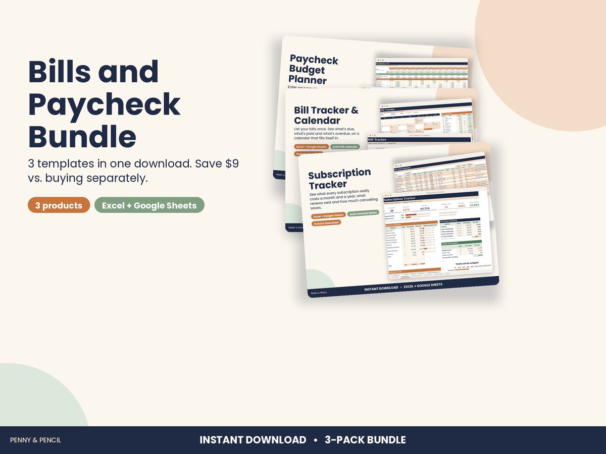 Bills and Paycheck Bundle