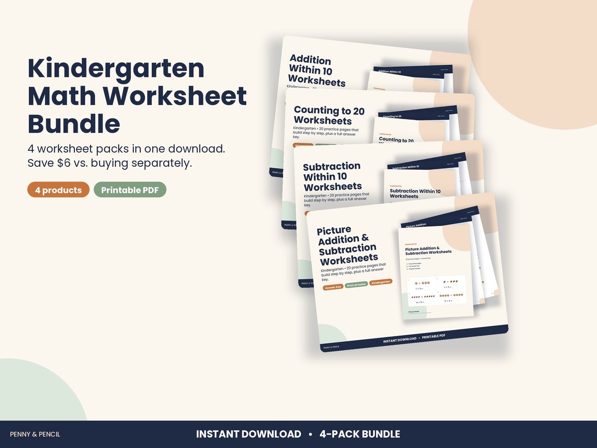 Kindergarten Math Worksheet Bundle preview 1