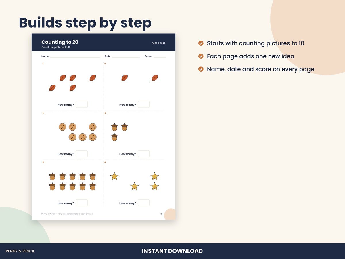 Kindergarten Math Worksheet Bundle preview 4