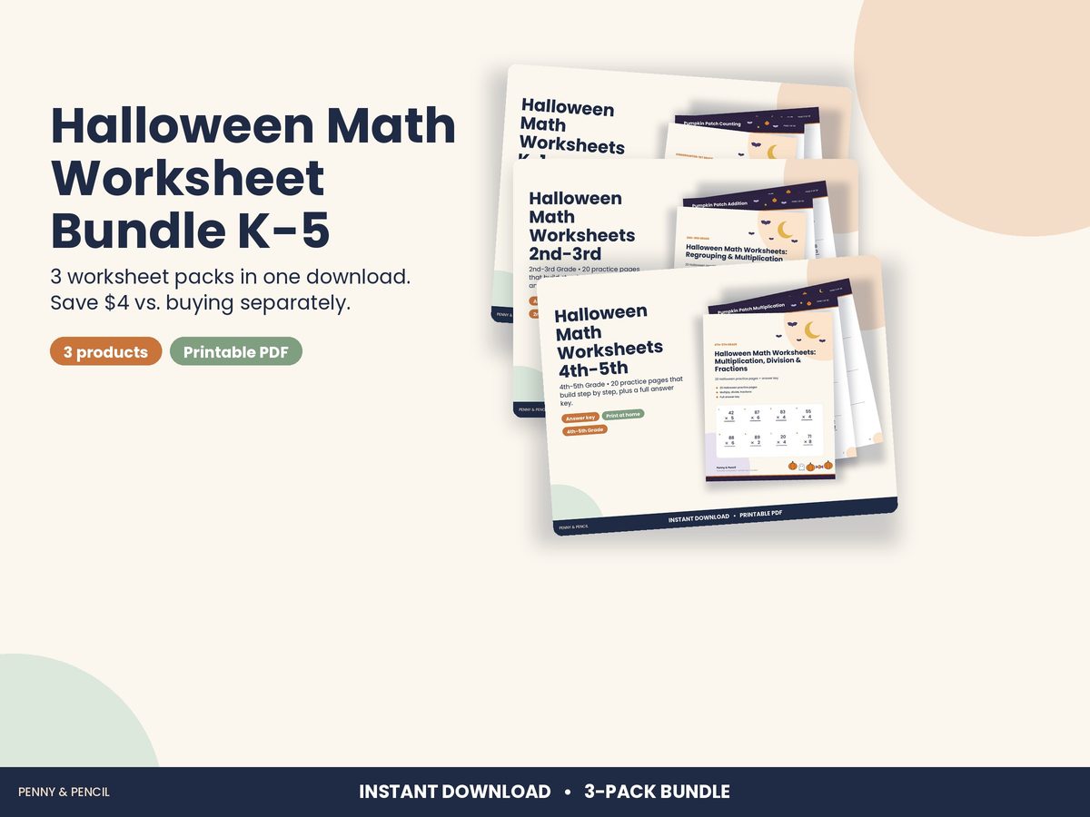 Halloween Math Worksheet Bundle K-5 preview 1