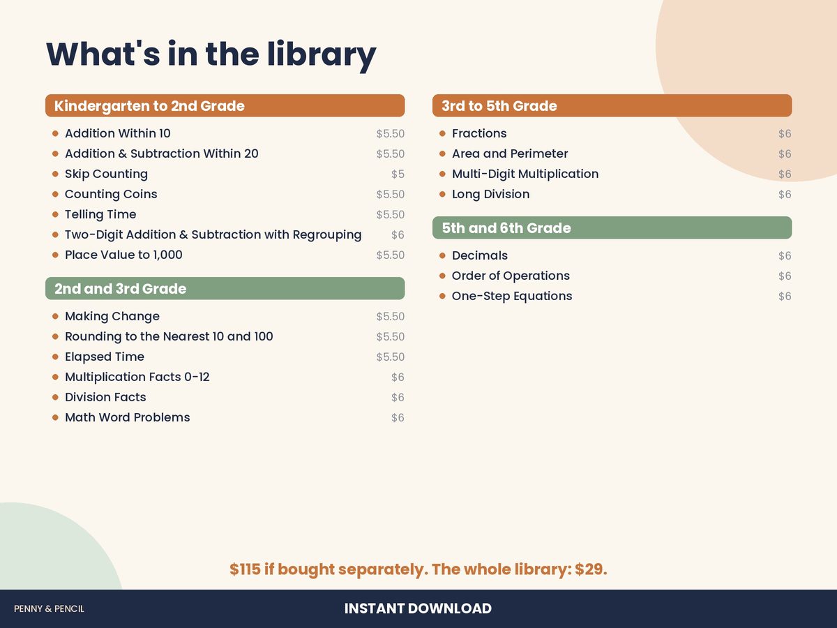 K-6 Math Worksheet Library preview 2