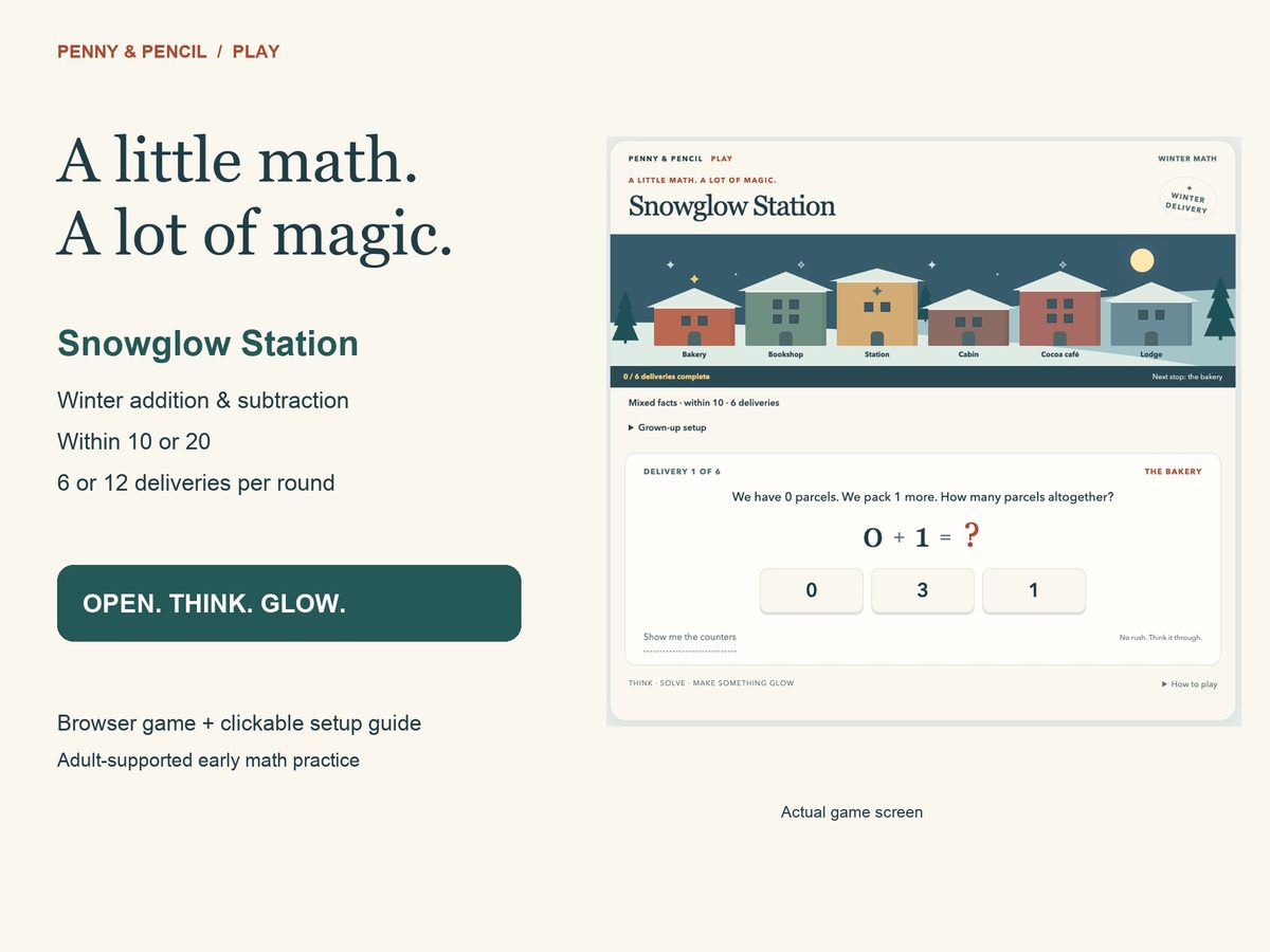 Snowglow Station Winter Math Game preview 1