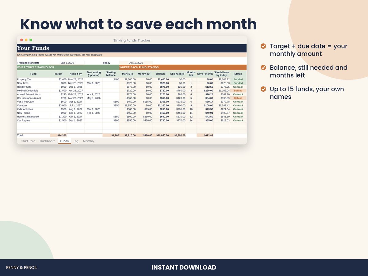 Sinking Funds Tracker preview 3