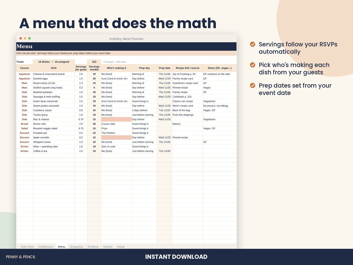 Holiday Meal Planner preview 3