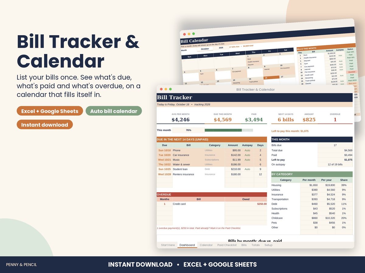 Bill Tracker & Calendar