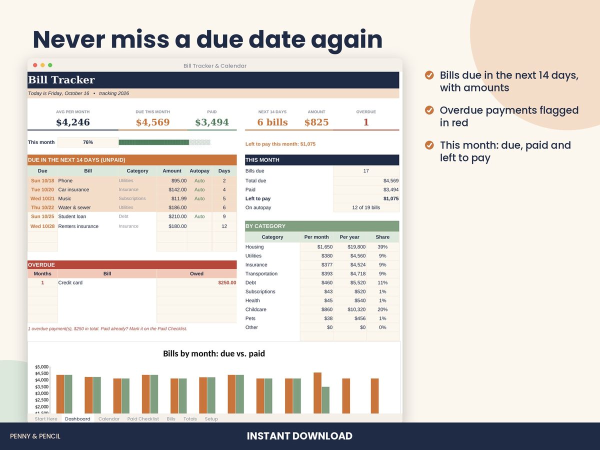 Bill Tracker & Calendar preview 2