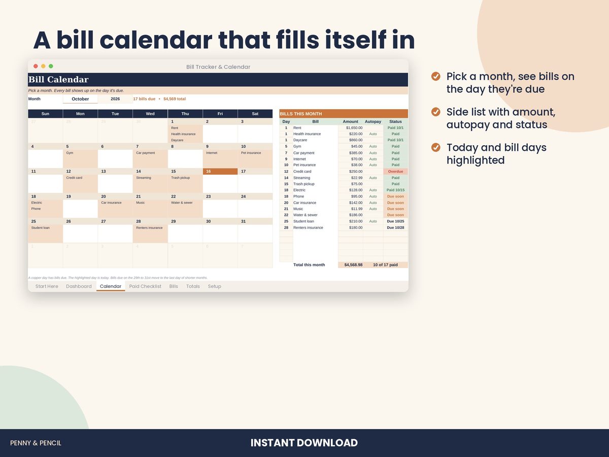 Bill Tracker & Calendar preview 3