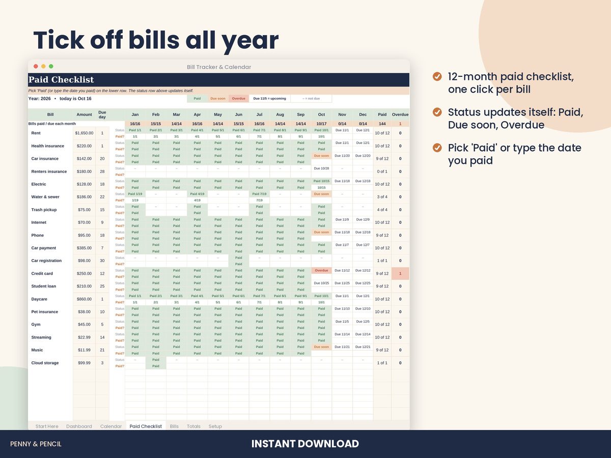 Bill Tracker & Calendar preview 4