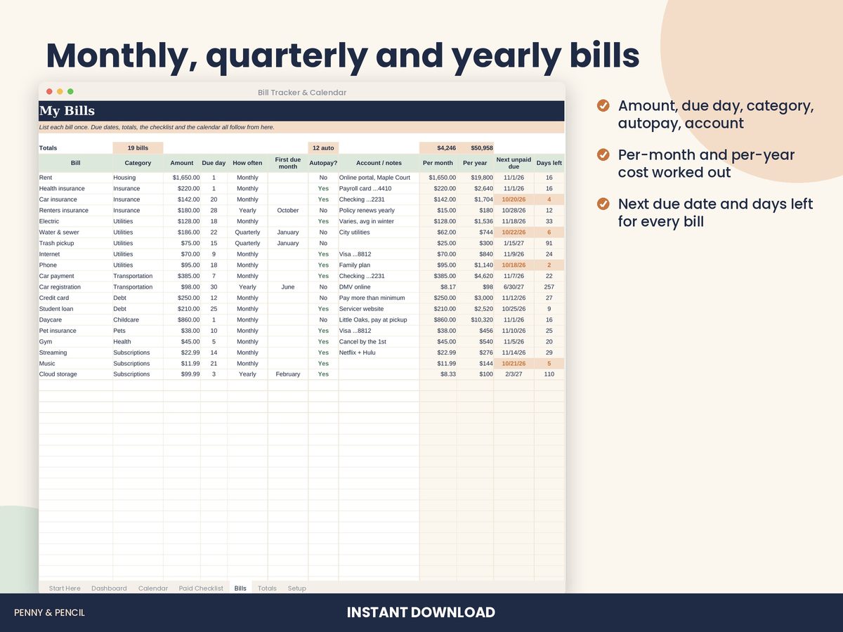 Bill Tracker & Calendar preview 5