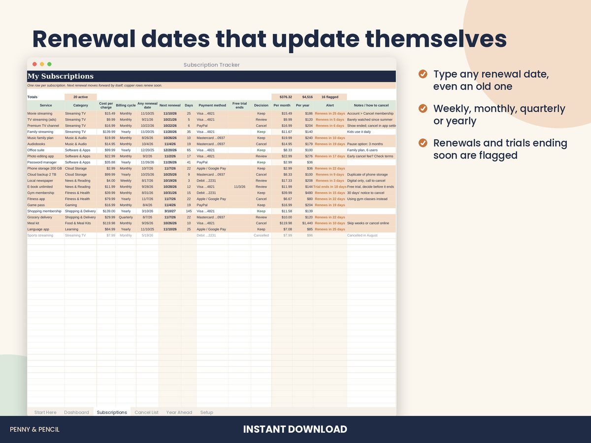 Subscription Tracker preview 3