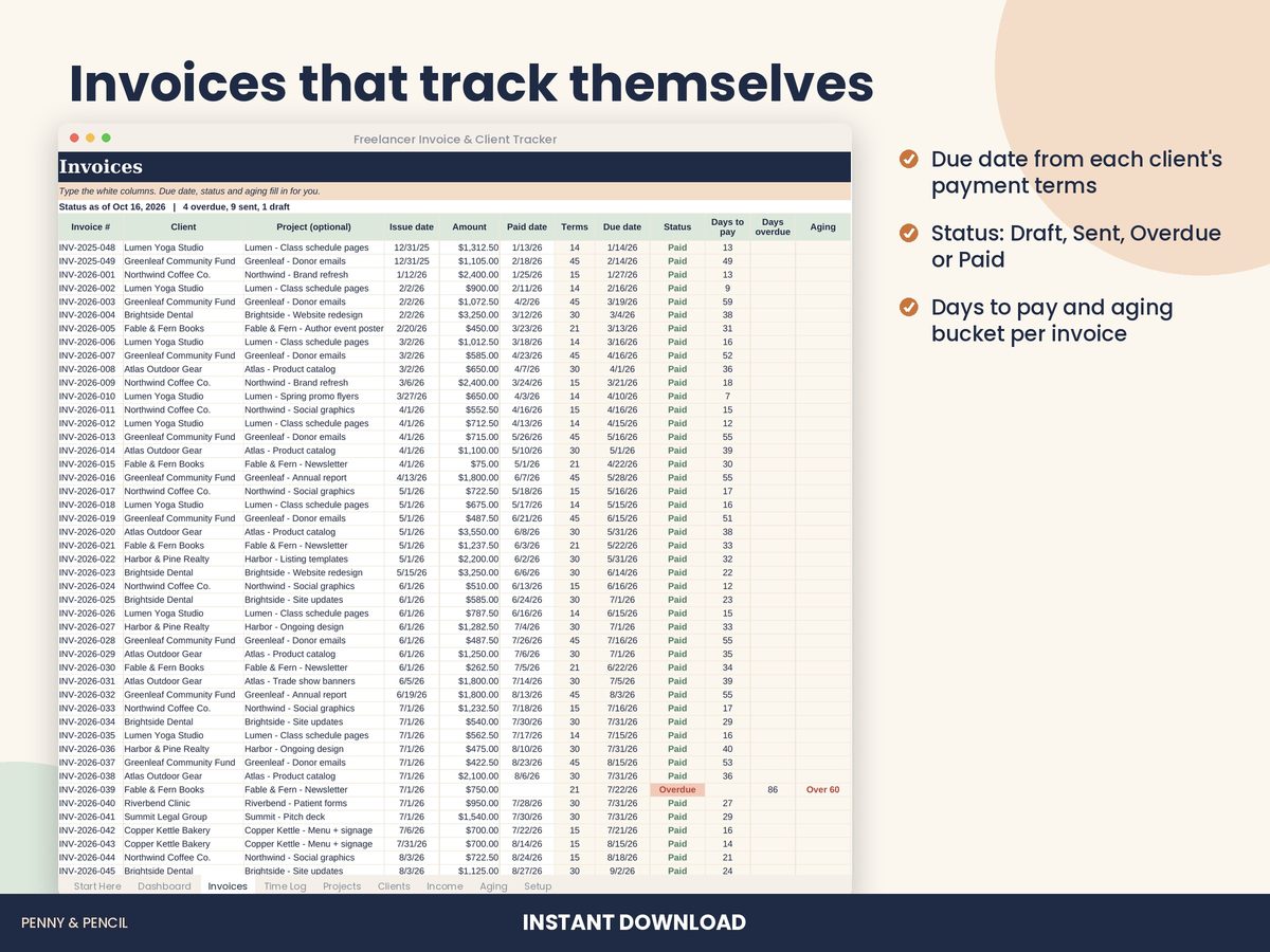 Freelancer Invoice & Client Tracker preview 3