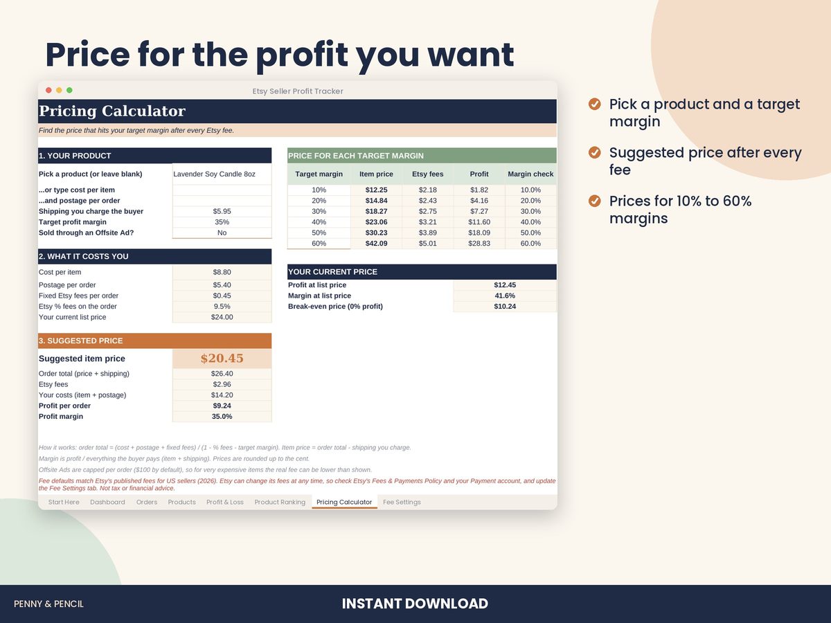 Etsy Seller Profit Tracker preview 4