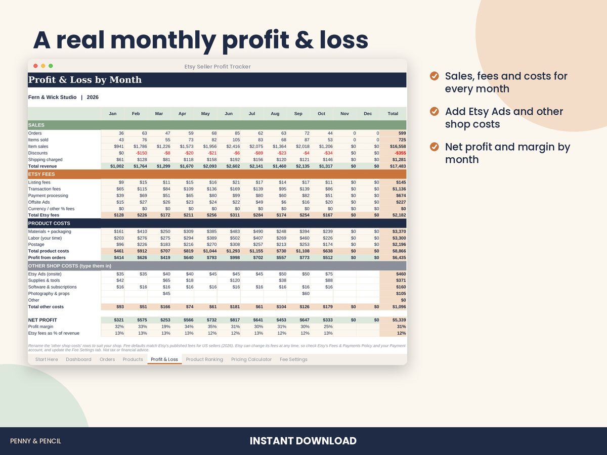 Etsy Seller Profit Tracker preview 5
