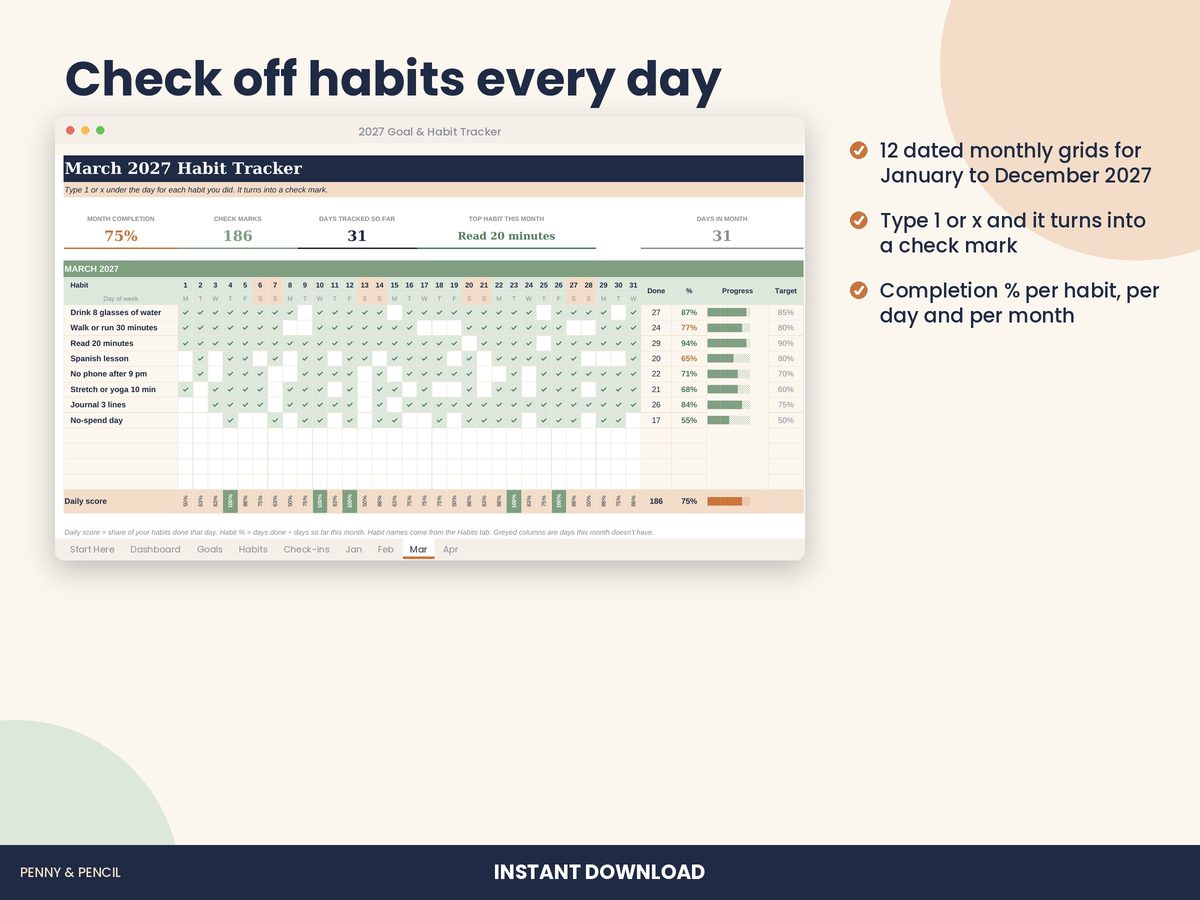 2027 Goal & Habit Tracker preview 4