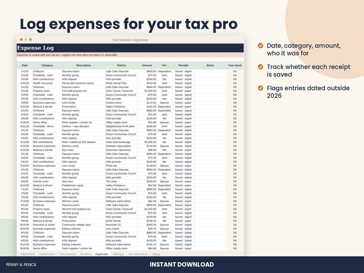 Tax Season Organizer preview 4