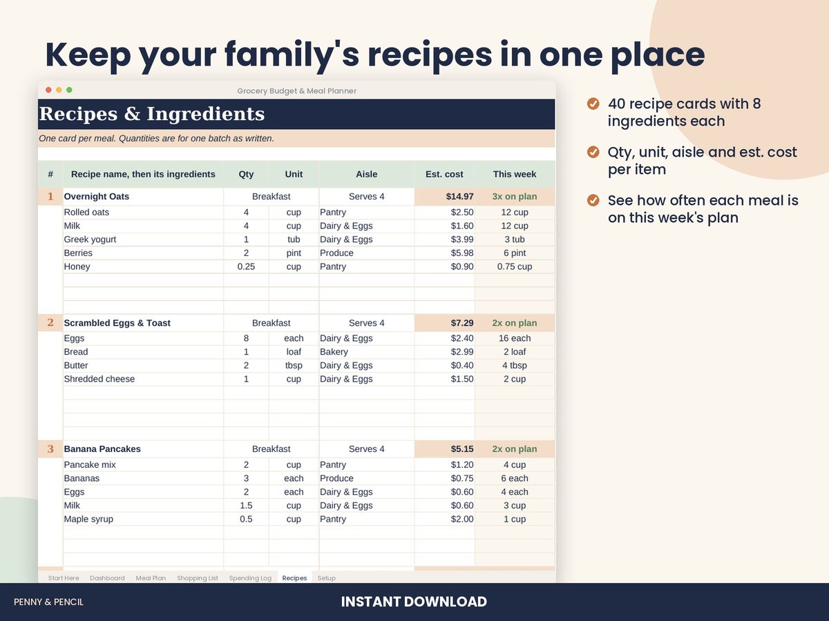 Grocery Budget & Meal Planner preview 5