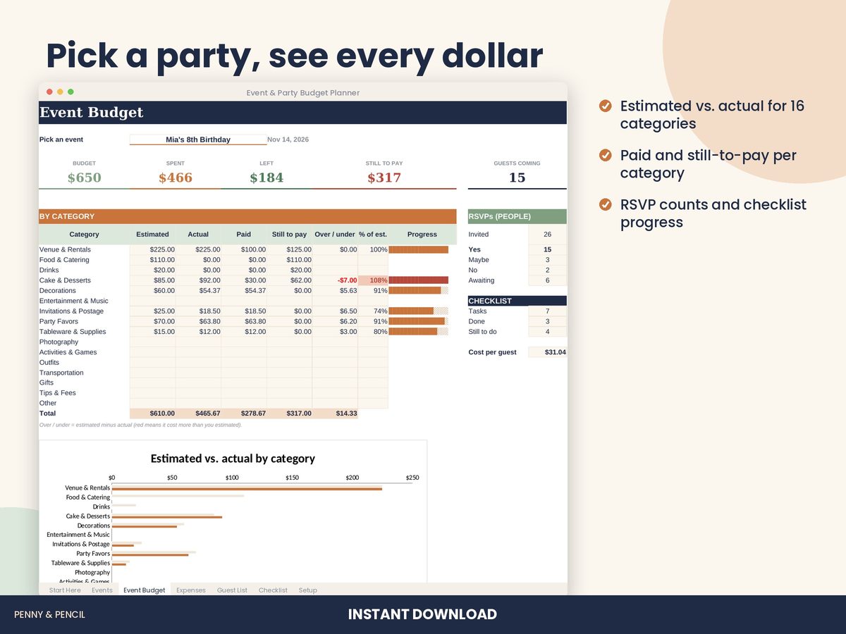 Event & Party Budget Planner preview 3