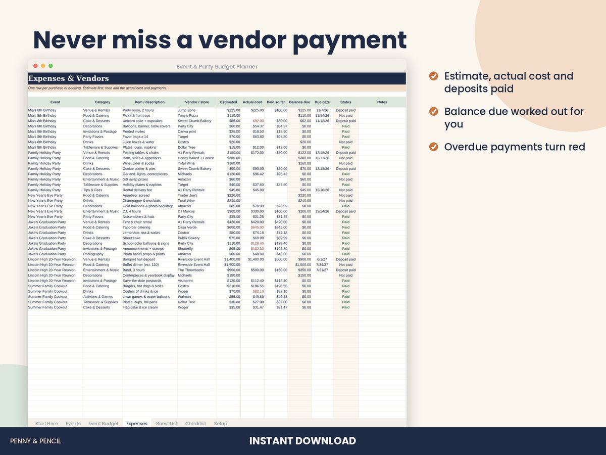 Event & Party Budget Planner preview 4