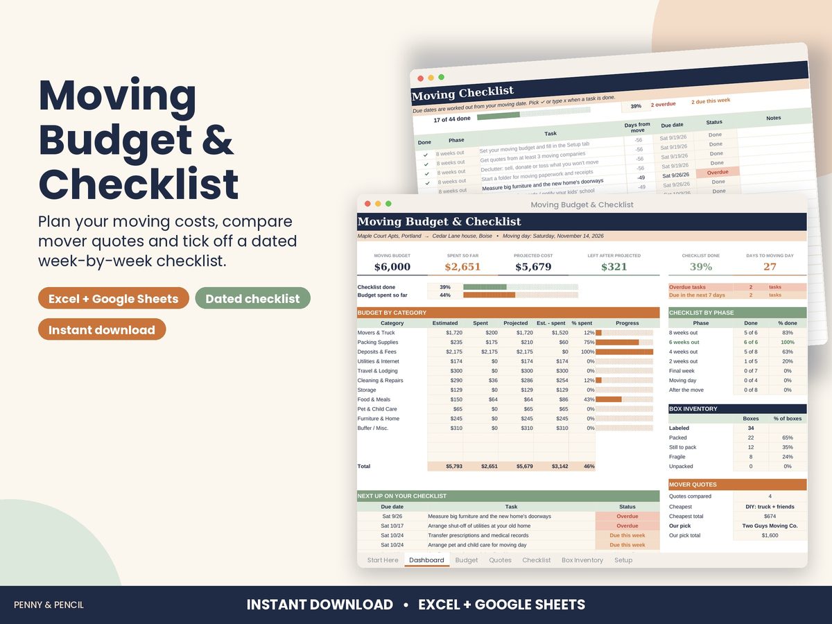 Moving Budget & Checklist preview 1