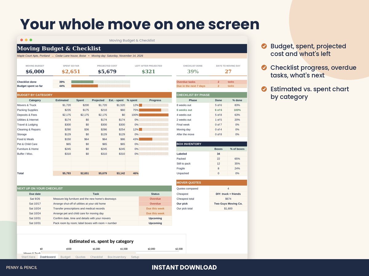 Moving Budget & Checklist preview 2