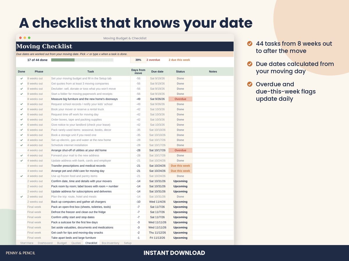 Moving Budget & Checklist preview 3