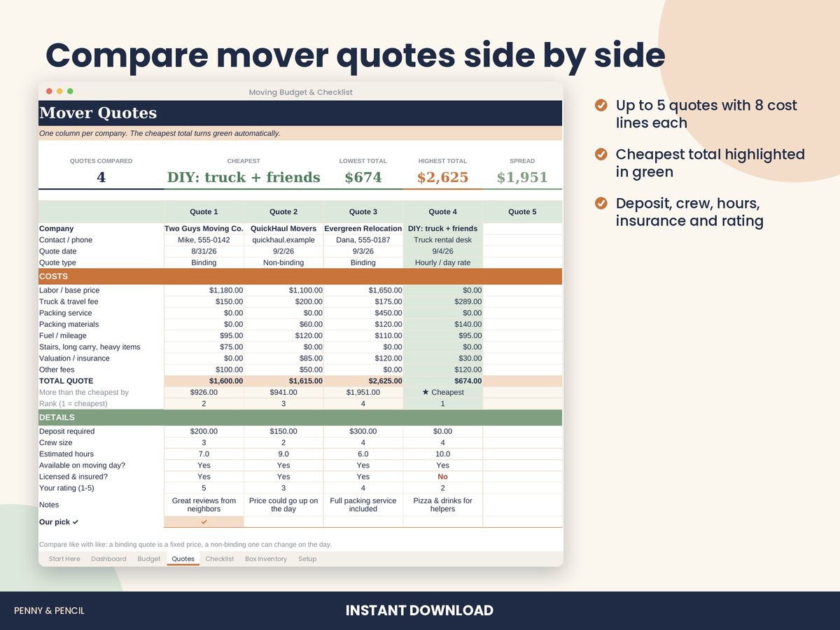 Moving Budget & Checklist preview 4