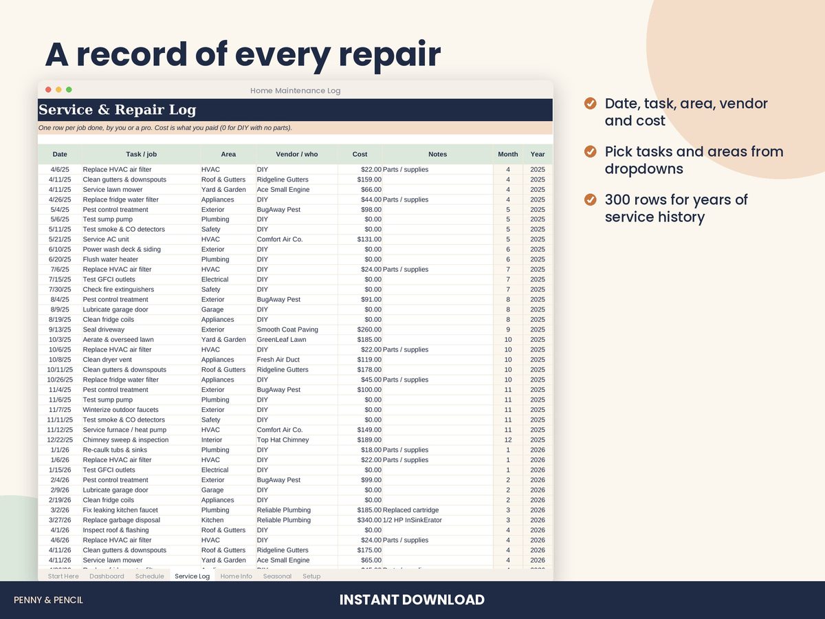 Home Maintenance Log preview 4