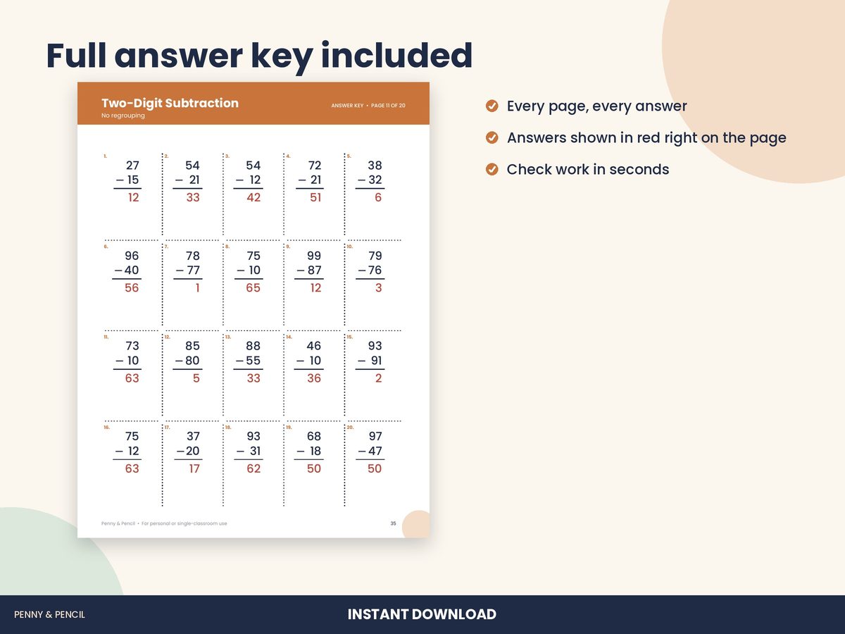 Two-Digit Addition & Subtraction with Regrouping Worksheets preview 3