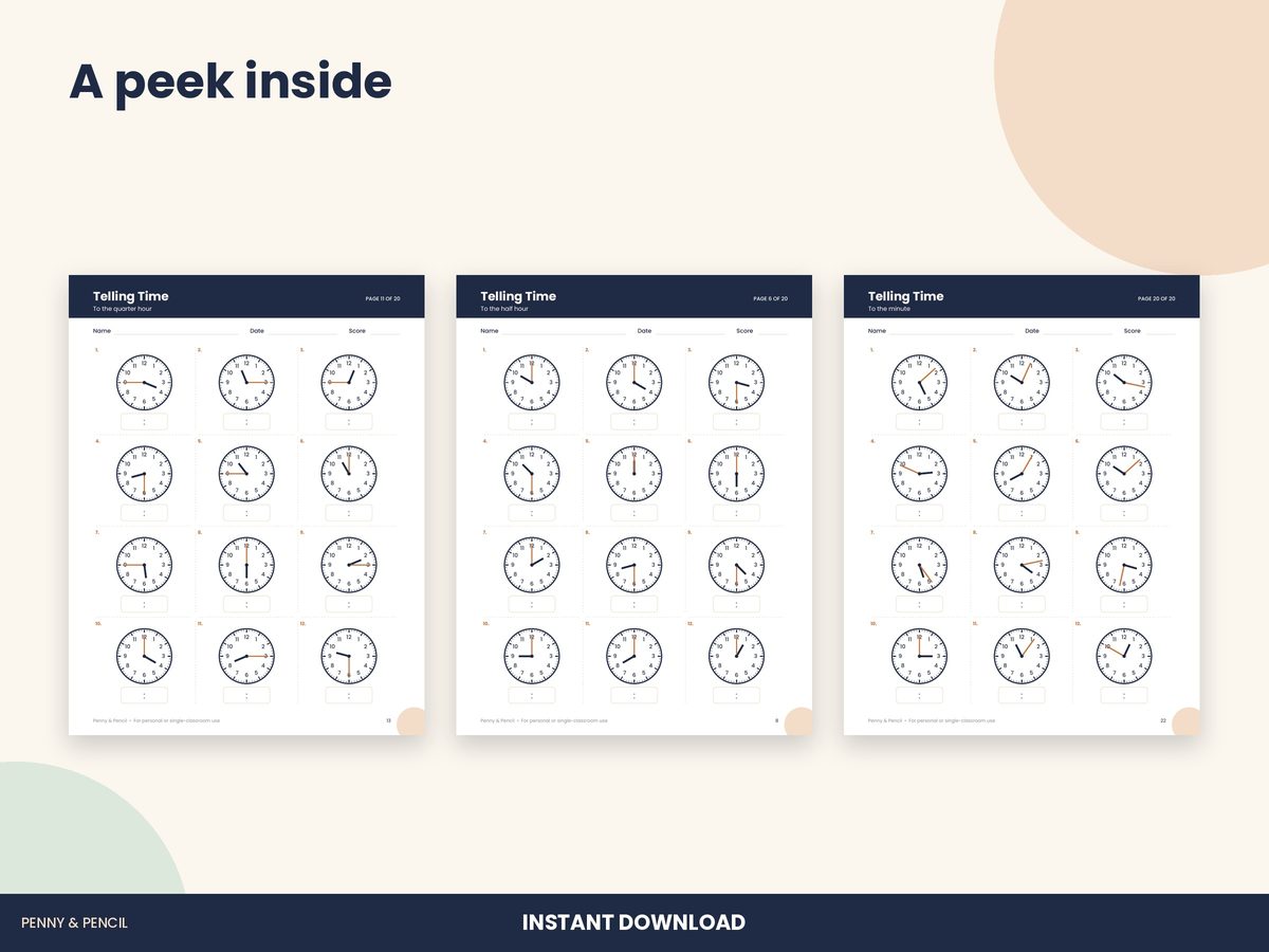 Telling Time Worksheets preview 4