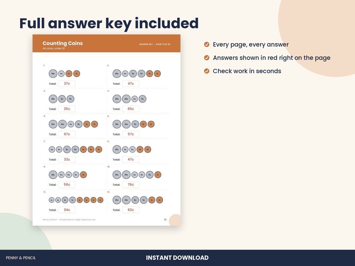Counting Coins Worksheets preview 3