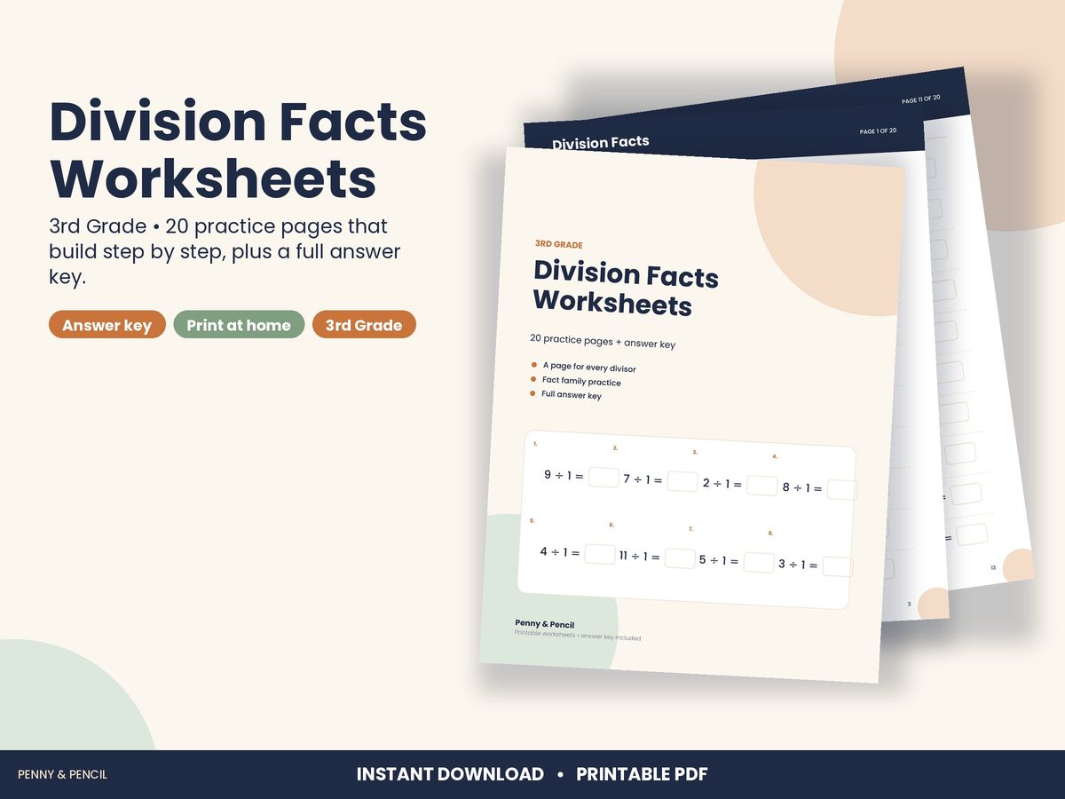 Division Facts Worksheets