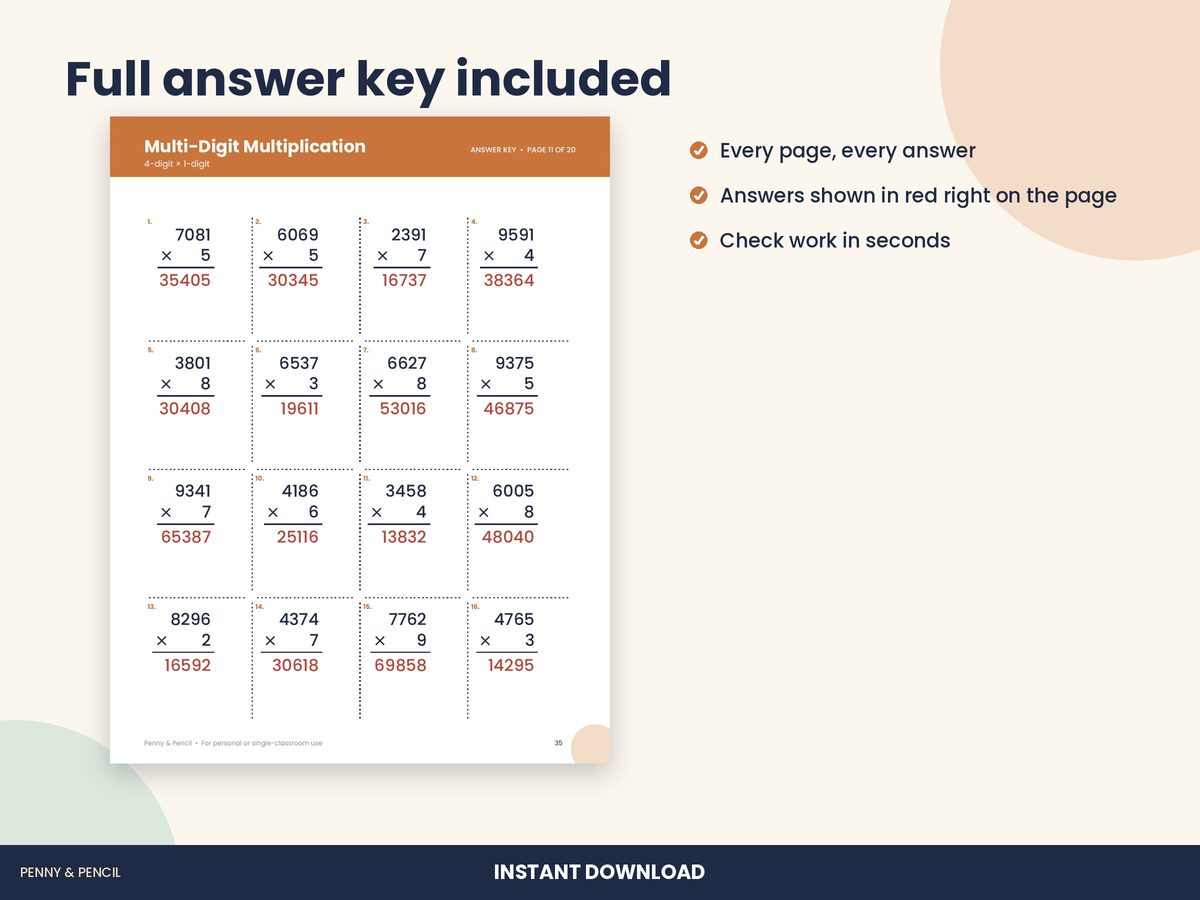Multi-Digit Multiplication Worksheets preview 3