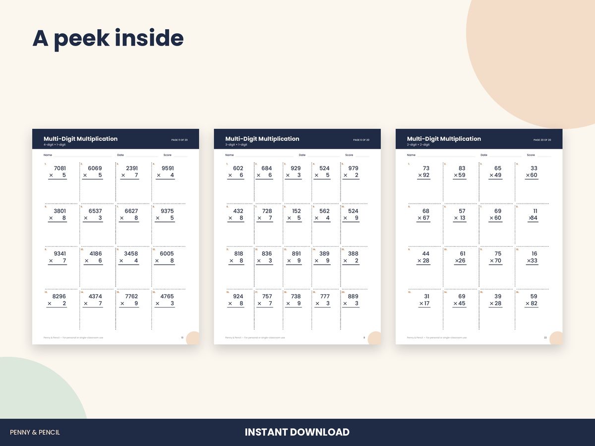 Multi-Digit Multiplication Worksheets preview 4