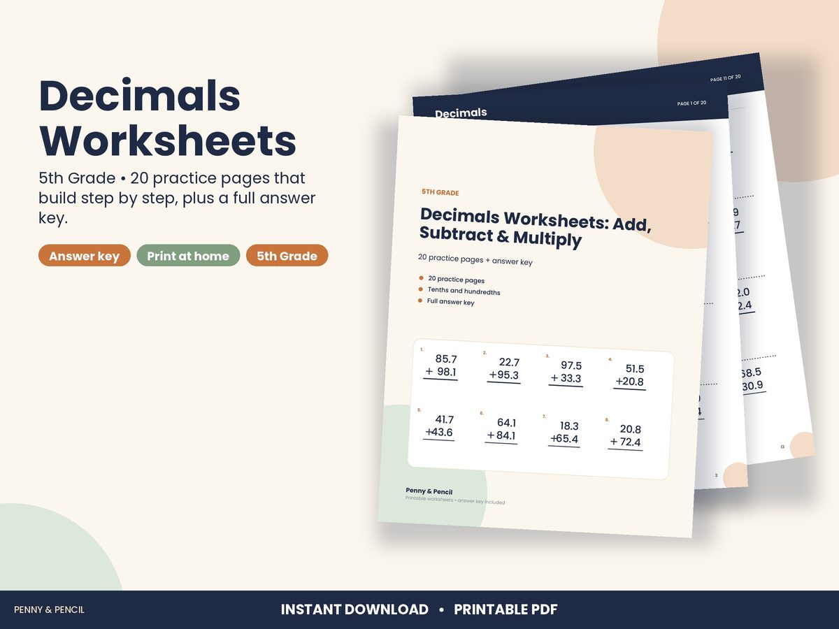 Decimals Worksheets