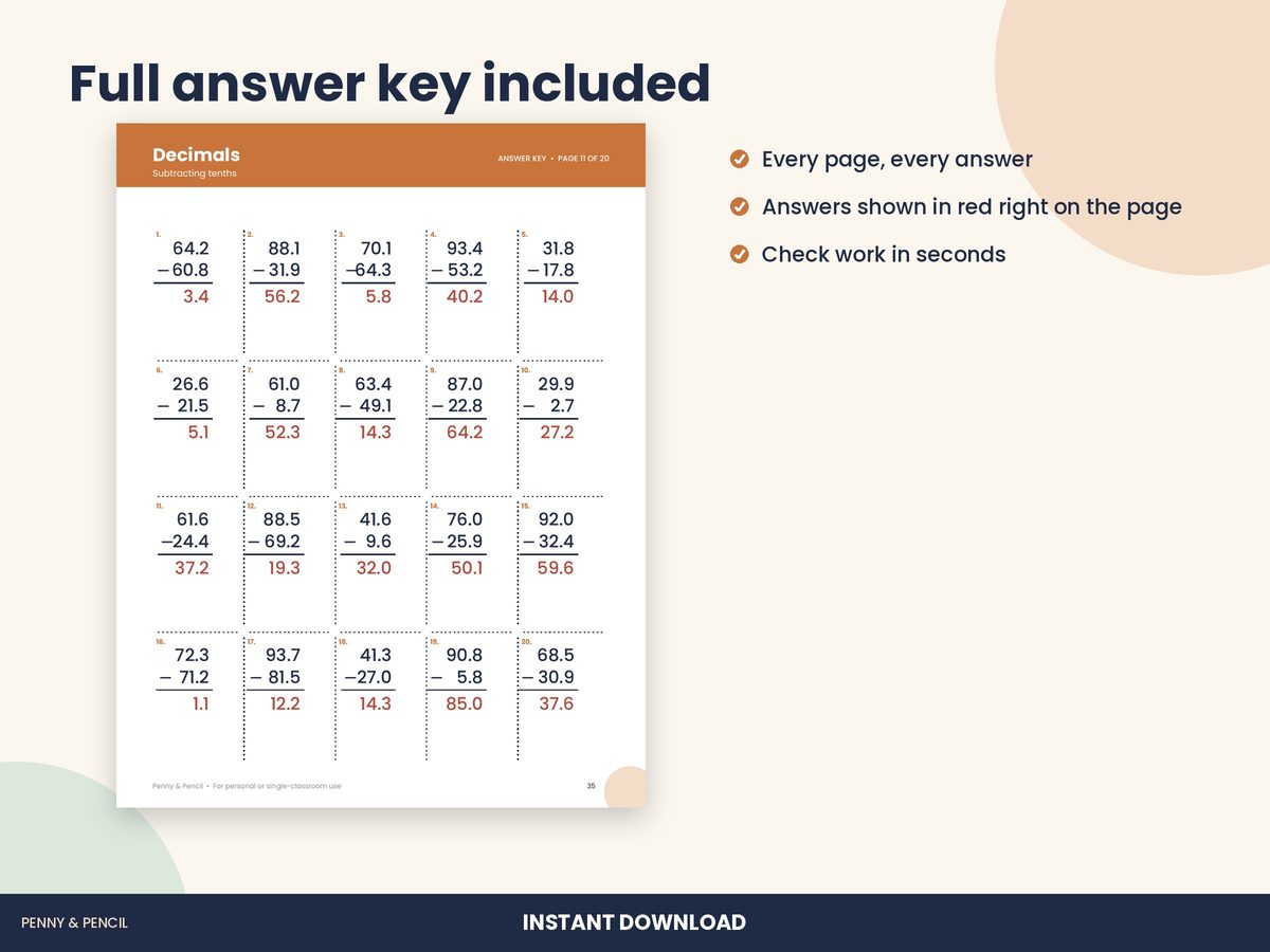 Decimals Worksheets preview 3