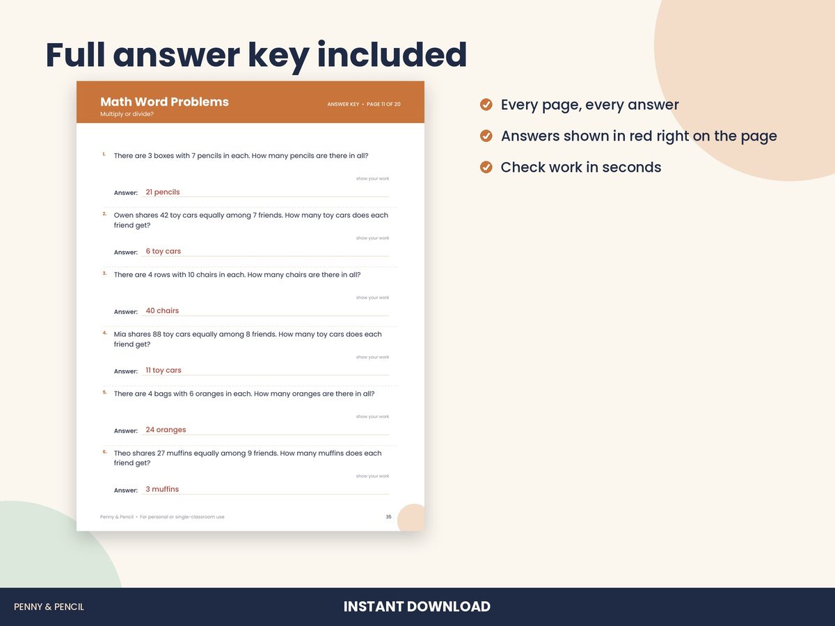 Math Word Problems Worksheets preview 3