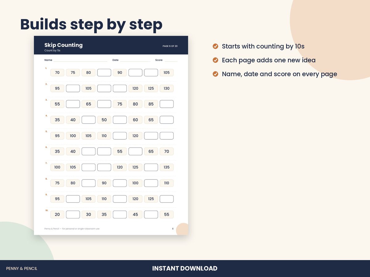 Skip Counting Worksheets preview 2