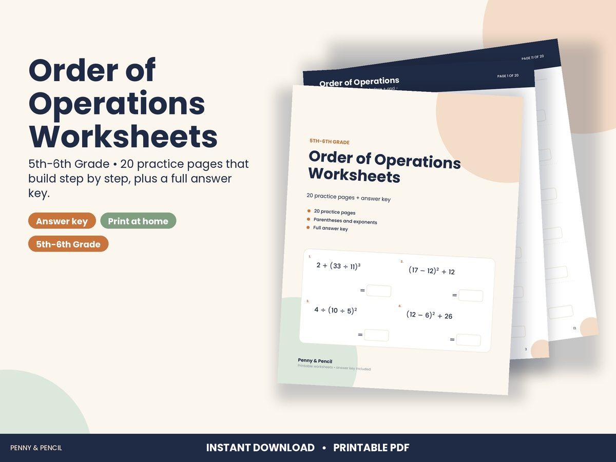 Order of Operations Worksheets