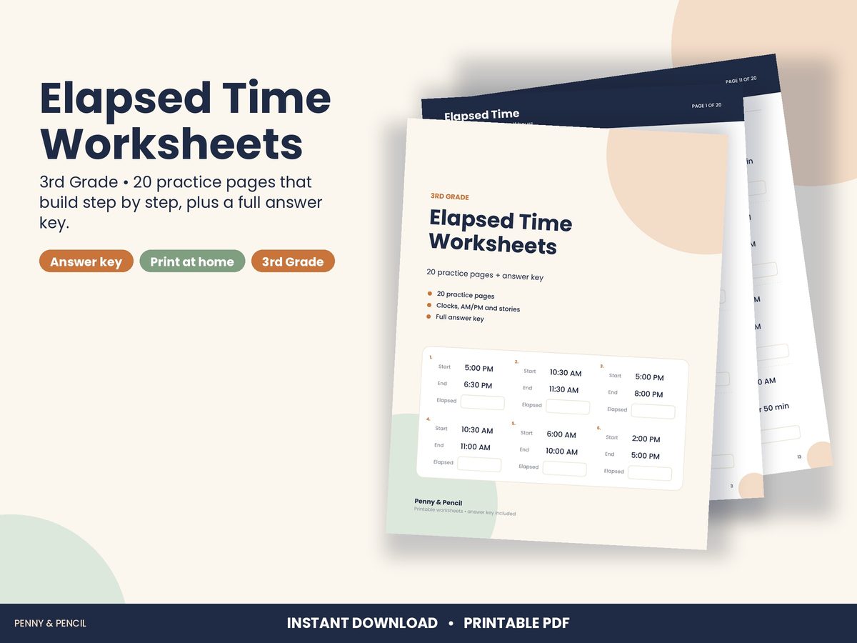Elapsed Time Worksheets