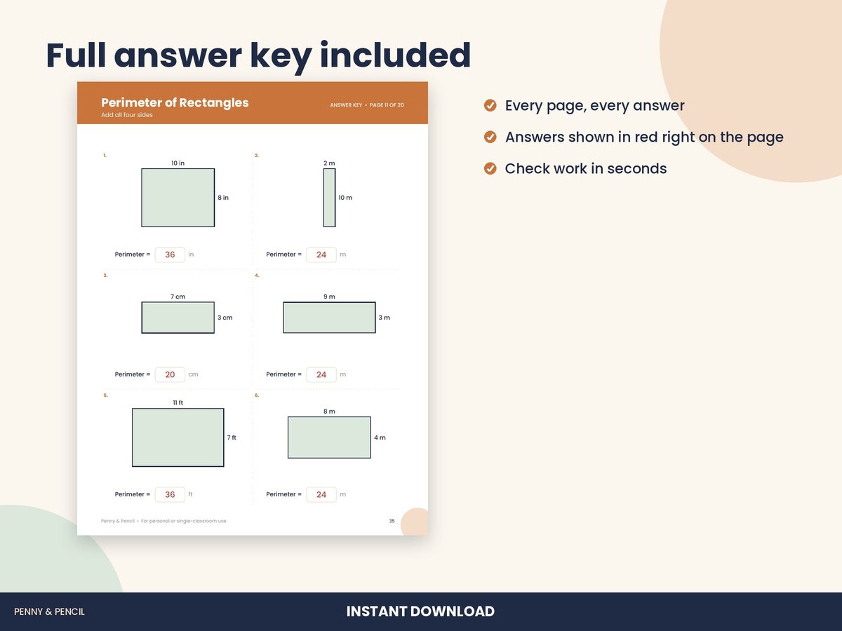 Area and Perimeter Worksheets preview 3