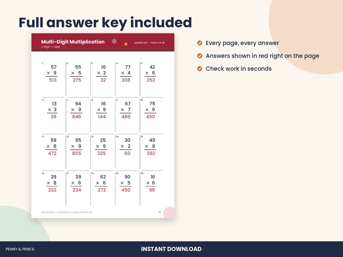 Christmas Multiplication & Division Worksheets preview 3