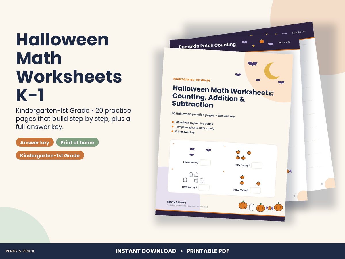 Halloween Math Worksheets K-1