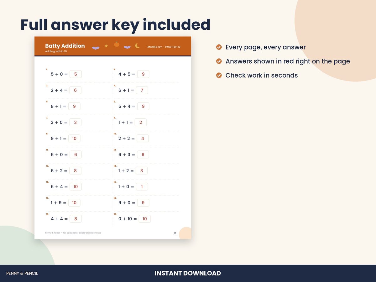Halloween Math Worksheets K-1 preview 3