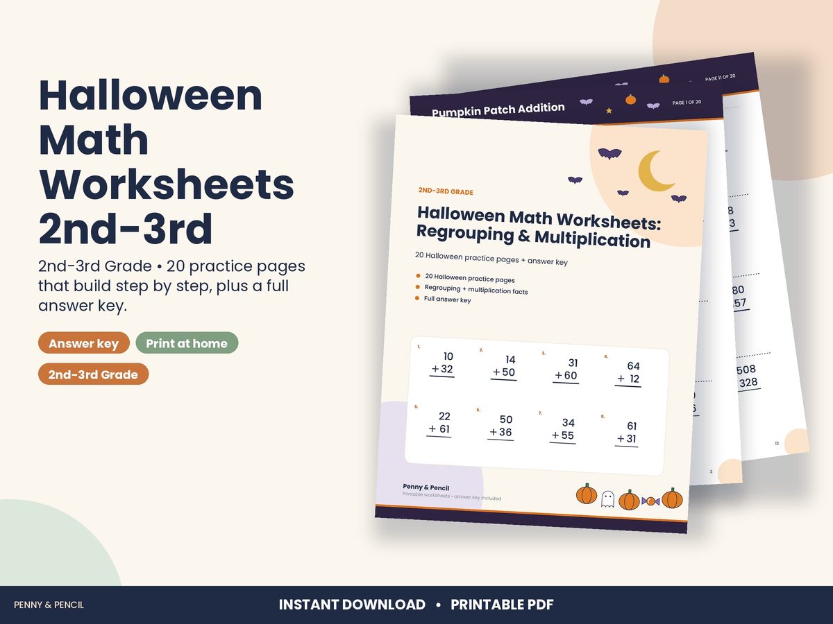 Halloween Math Worksheets 2nd-3rd