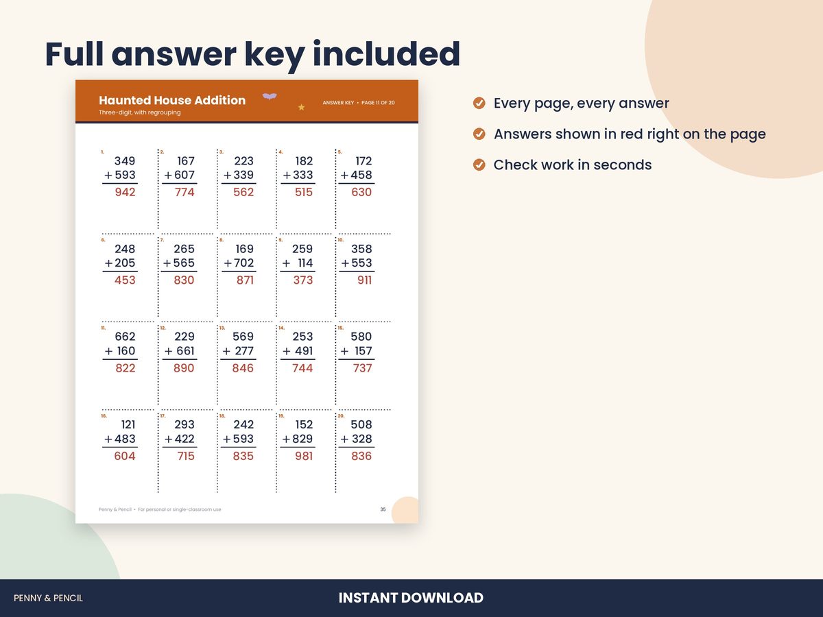 Halloween Math Worksheets 2nd-3rd preview 3