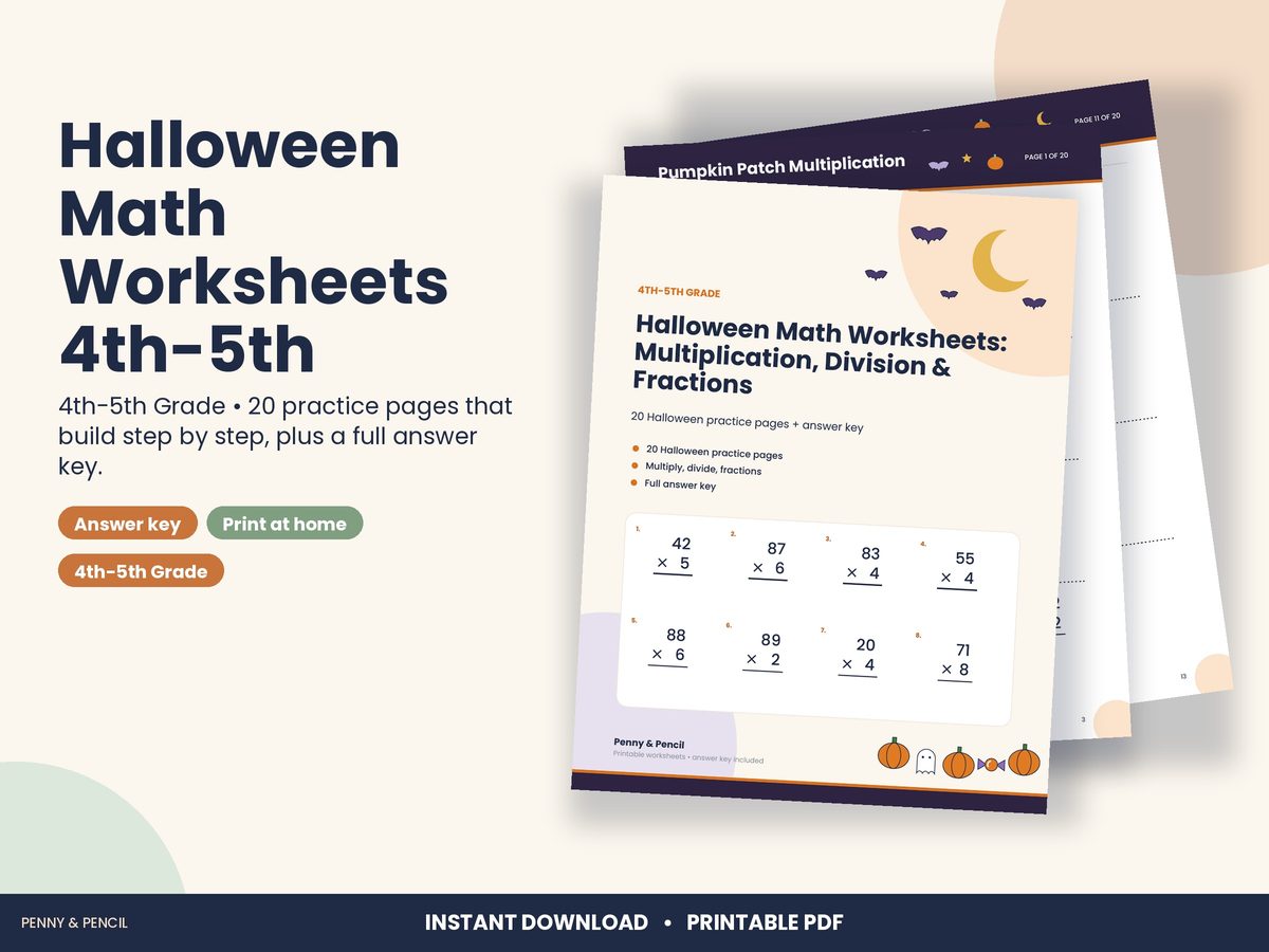 Halloween Math Worksheets 4th-5th