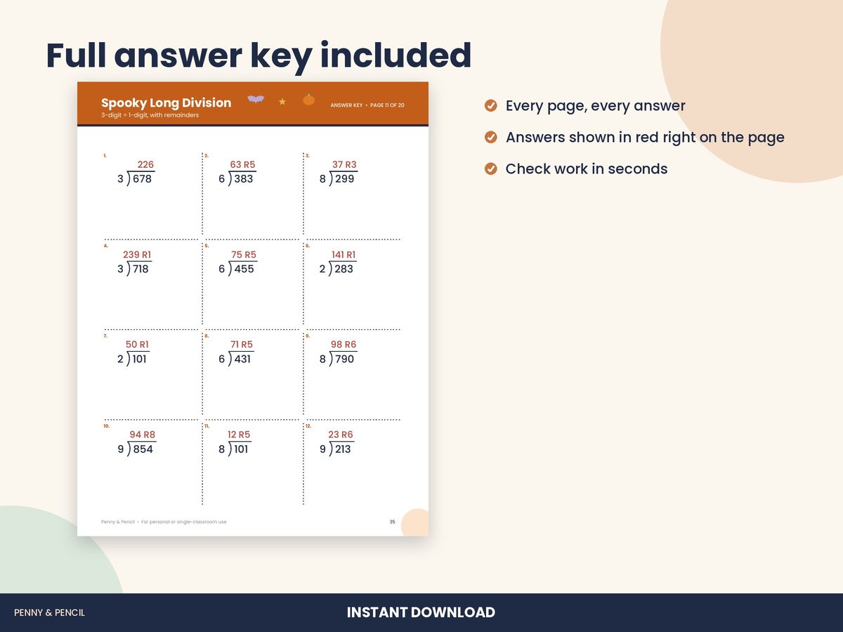 Halloween Math Worksheets 4th-5th preview 3