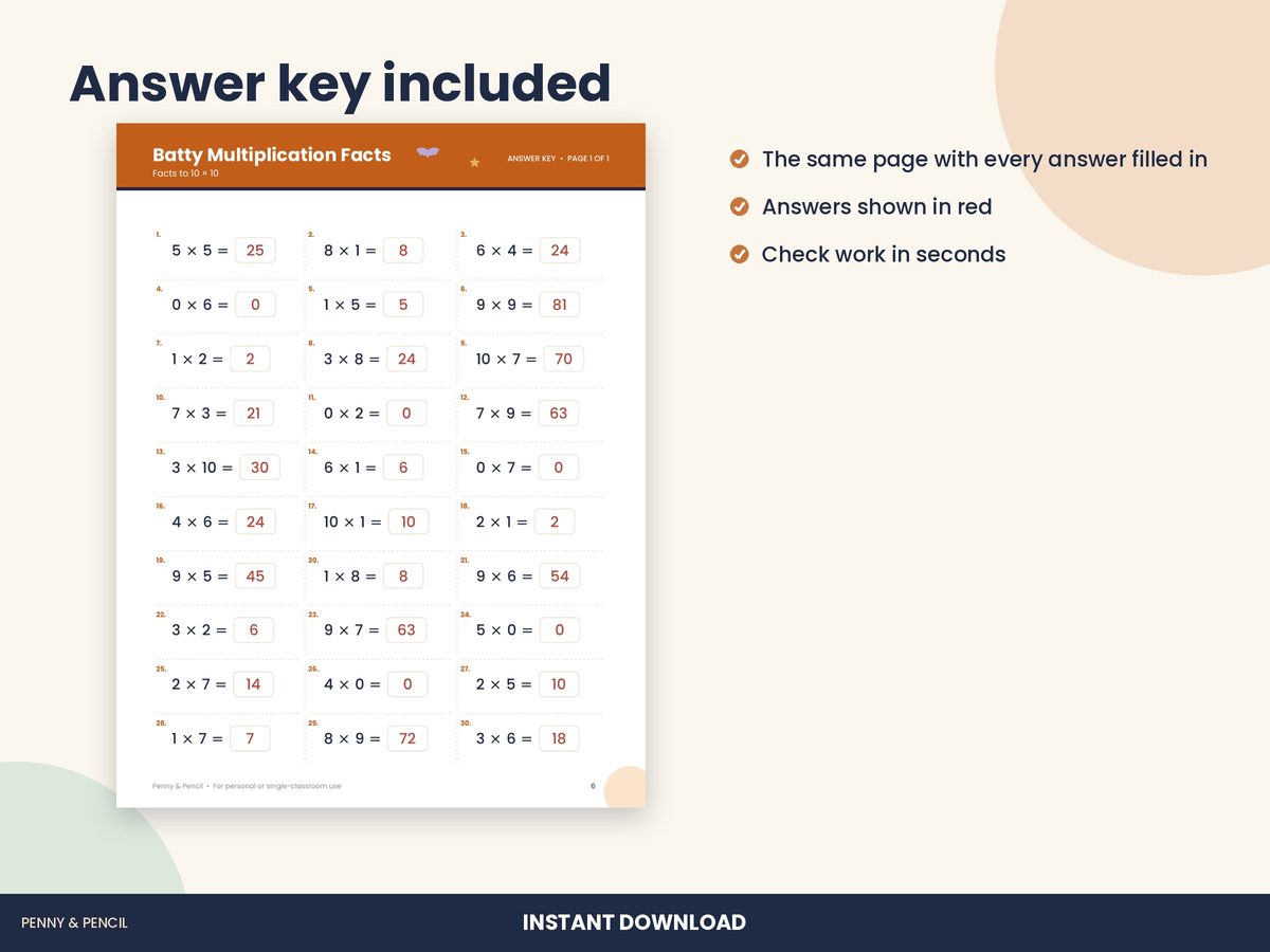 Halloween Multiplication Facts: Single Worksheet preview 3
