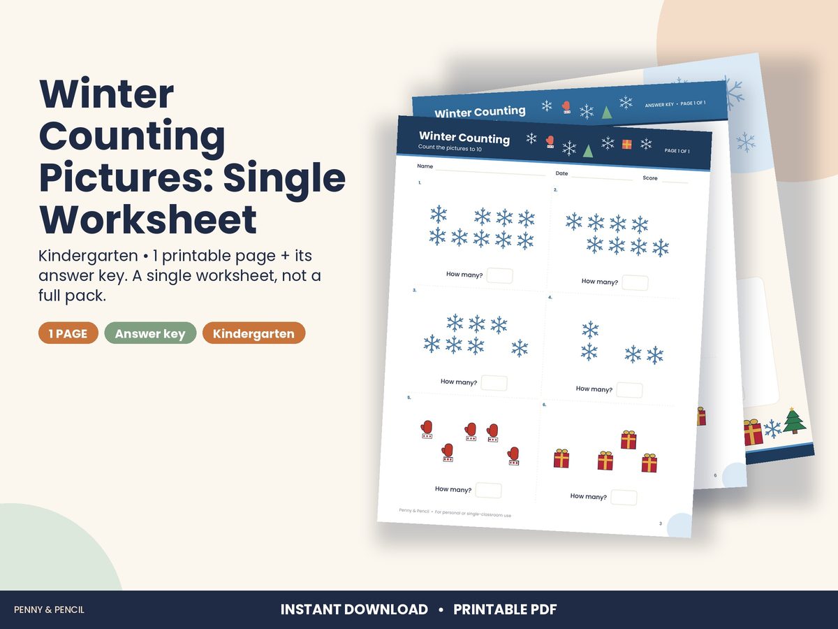Winter Counting Pictures: Single Worksheet